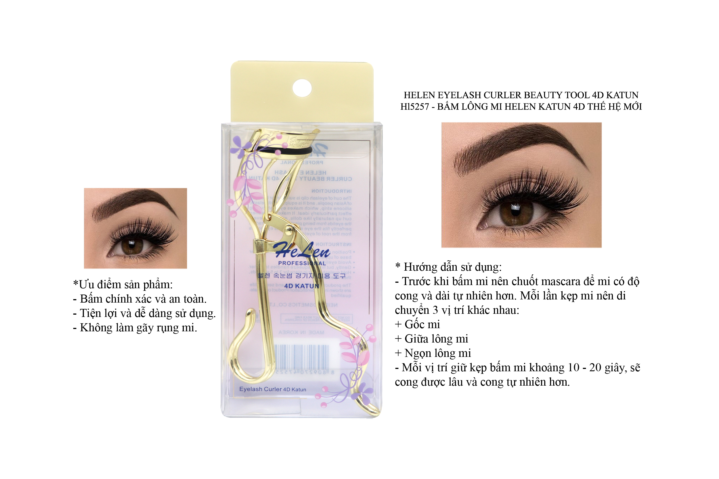 Bấm Mi Cao Cấp Helen Katun 4d Thế Hệ Mới