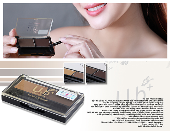 U2b Professional Cake Eyebrow - Bột Kẻ Lông Mày Chuyên Nghiệp 2 Ngăn U2b